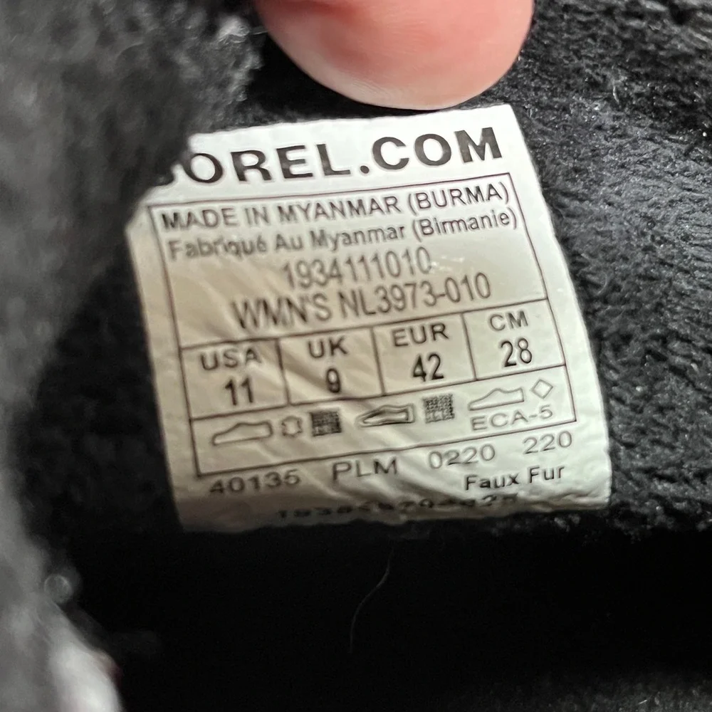 Sorel Out N About III Classic Women Sz 11 Black Grey Felt Waterproof Duck Boots